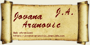 Jovana Arunović vizit kartica